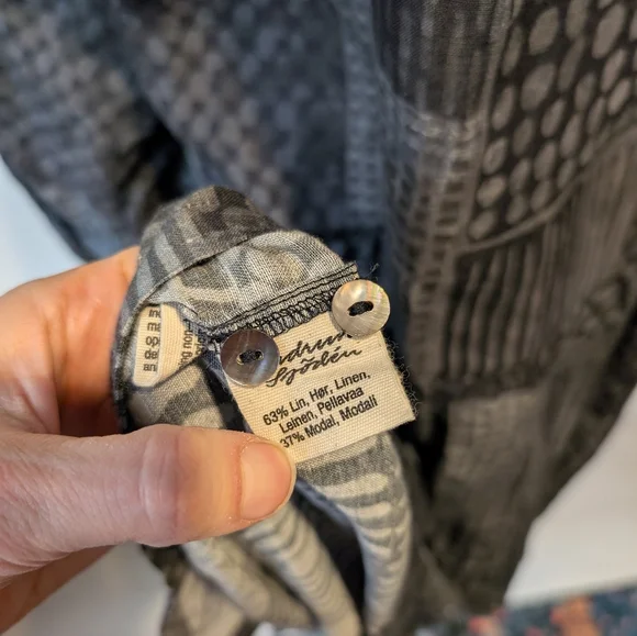 Gudrun Sjoden Sz M Oversized Linen blend Midi Buttondown Patchwork dress - Picture 5 of 5